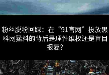 粉丝脱粉回踩：在“91官网”投放黑料网猛料的背后是理性维权还是盲目报复？
