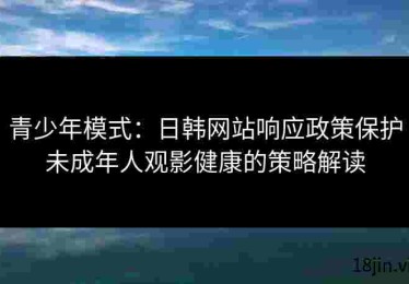 青少年模式：日韩网站响应政策保护未成年人观影健康的策略解读