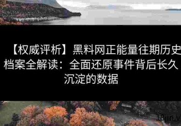 【权威评析】黑料网正能量往期历史档案全解读：全面还原事件背后长久沉淀的数据