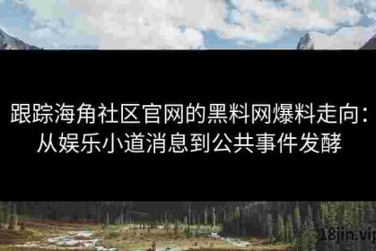 跟踪海角社区官网的黑料网爆料走向：从娱乐小道消息到公共事件发酵