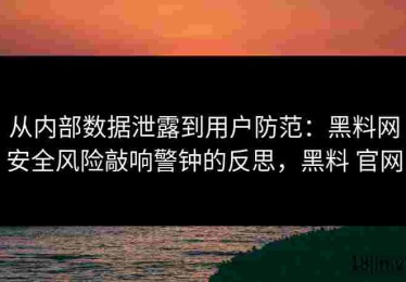 从内部数据泄露到用户防范：黑料网安全风险敲响警钟的反思，黑料 官网