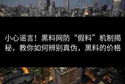 小心谣言！黑料网防“假料”机制揭秘，教你如何辨别真伪，黑料的价格
