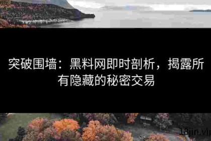 突破围墙：黑料网即时剖析，揭露所有隐藏的秘密交易
