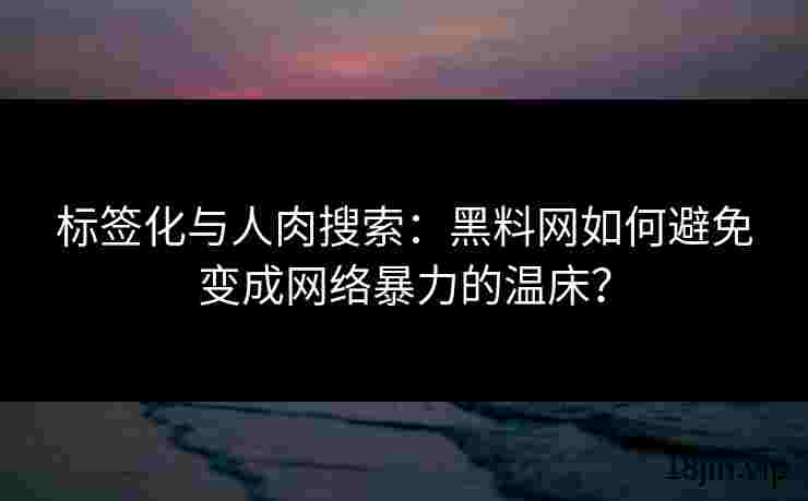 标签化与人肉搜索：黑料网如何避免变成网络暴力的温床？