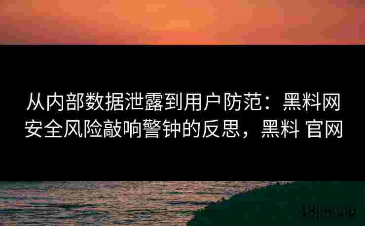 从内部数据泄露到用户防范：黑料网安全风险敲响警钟的反思，黑料 官网