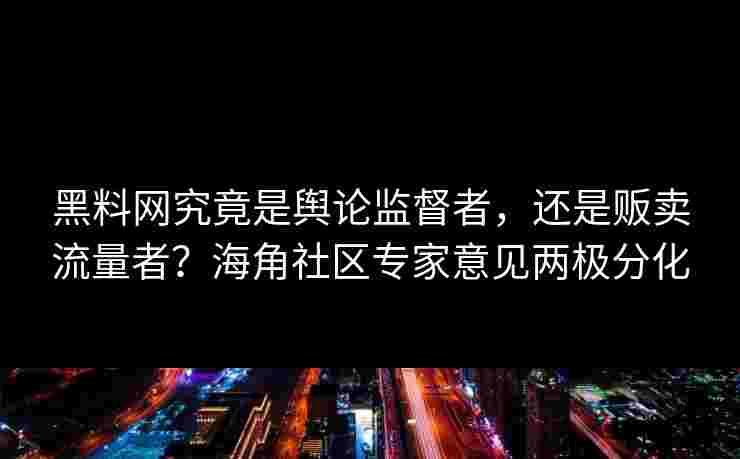 黑料网究竟是舆论监督者，还是贩卖流量者？海角社区专家意见两极分化