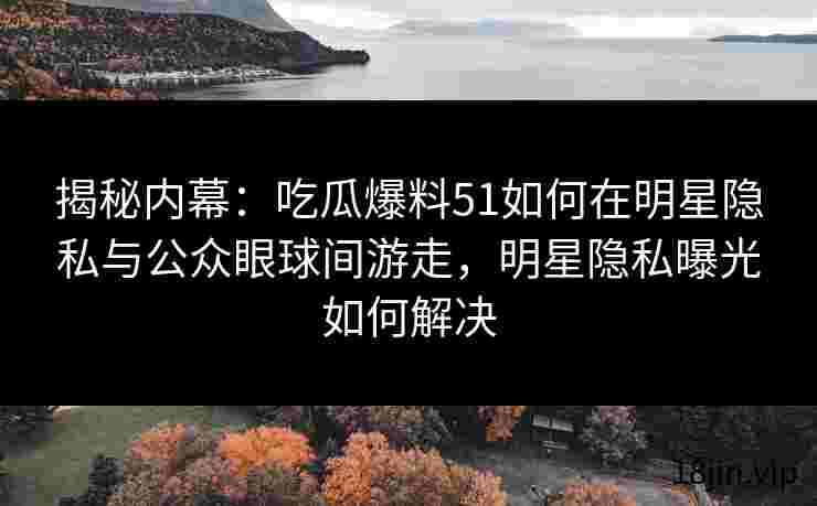 揭秘内幕：吃瓜爆料51如何在明星隐私与公众眼球间游走，明星隐私曝光如何解决