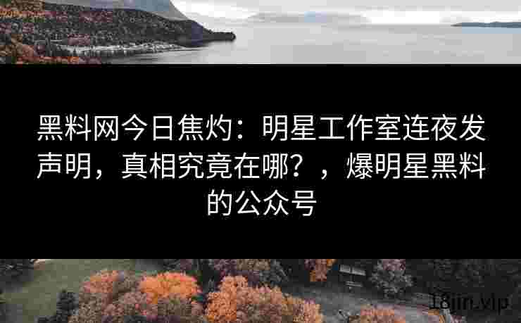 黑料网今日焦灼：明星工作室连夜发声明，真相究竟在哪？，爆明星黑料的公众号