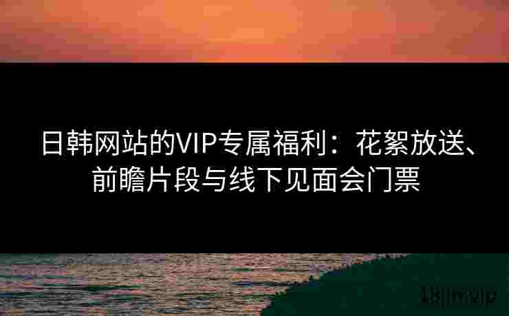日韩网站的VIP专属福利：花絮放送、前瞻片段与线下见面会门票