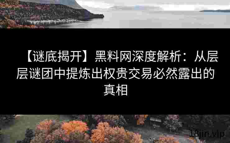 【谜底揭开】黑料网深度解析：从层层谜团中提炼出权贵交易必然露出的真相
