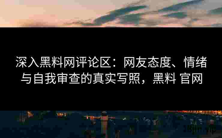深入黑料网评论区：网友态度、情绪与自我审查的真实写照，黑料 官网