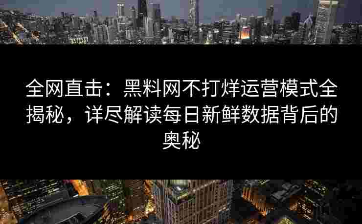 全网直击：黑料网不打烊运营模式全揭秘，详尽解读每日新鲜数据背后的奥秘